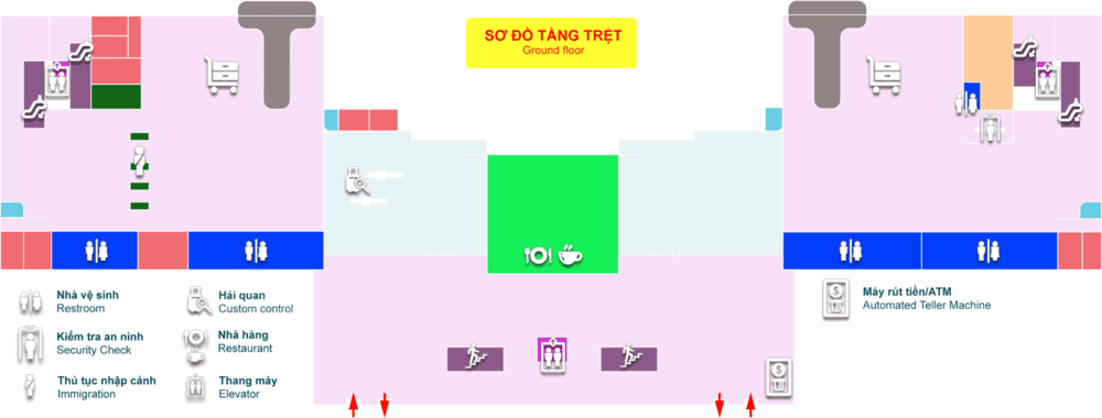 Sơ đồ tầng trệt sân bay Trà Nóc (Cần Thơ)